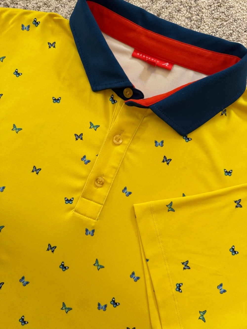 Redvanly Golf Polo Men’s Sz XL Yellow Print